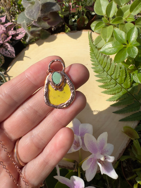 Natural Turquoise and Butterfly Wing Necklace