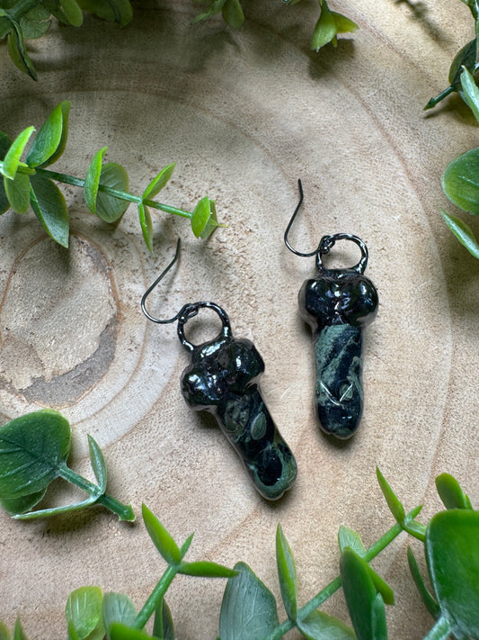 Kambaba Jasper Penis Earrings