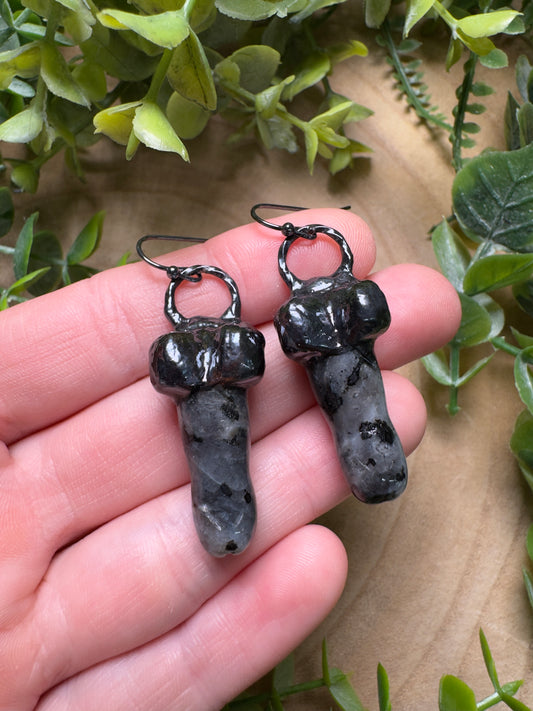 Larvikite Penis Earrings