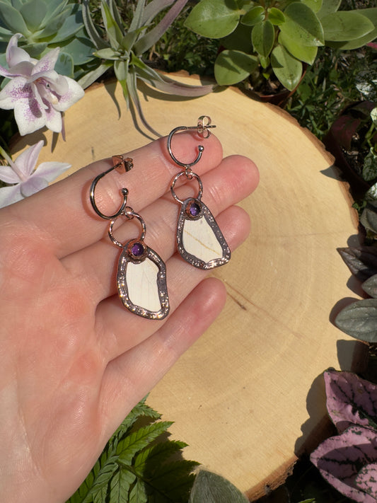 Amethyst and Moth Wing Earrings