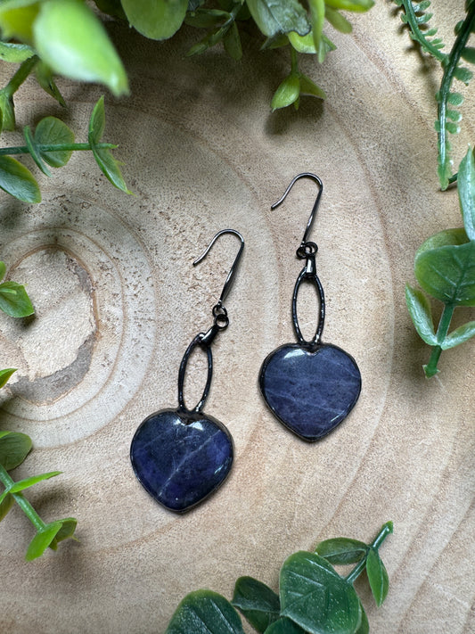 Blue Aventurine Heart Earrings
