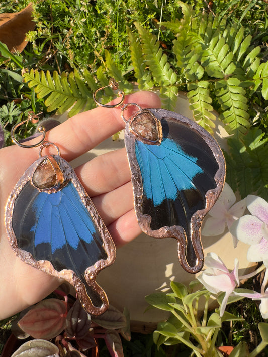 Sunstone and Butterfly Wing Earrings