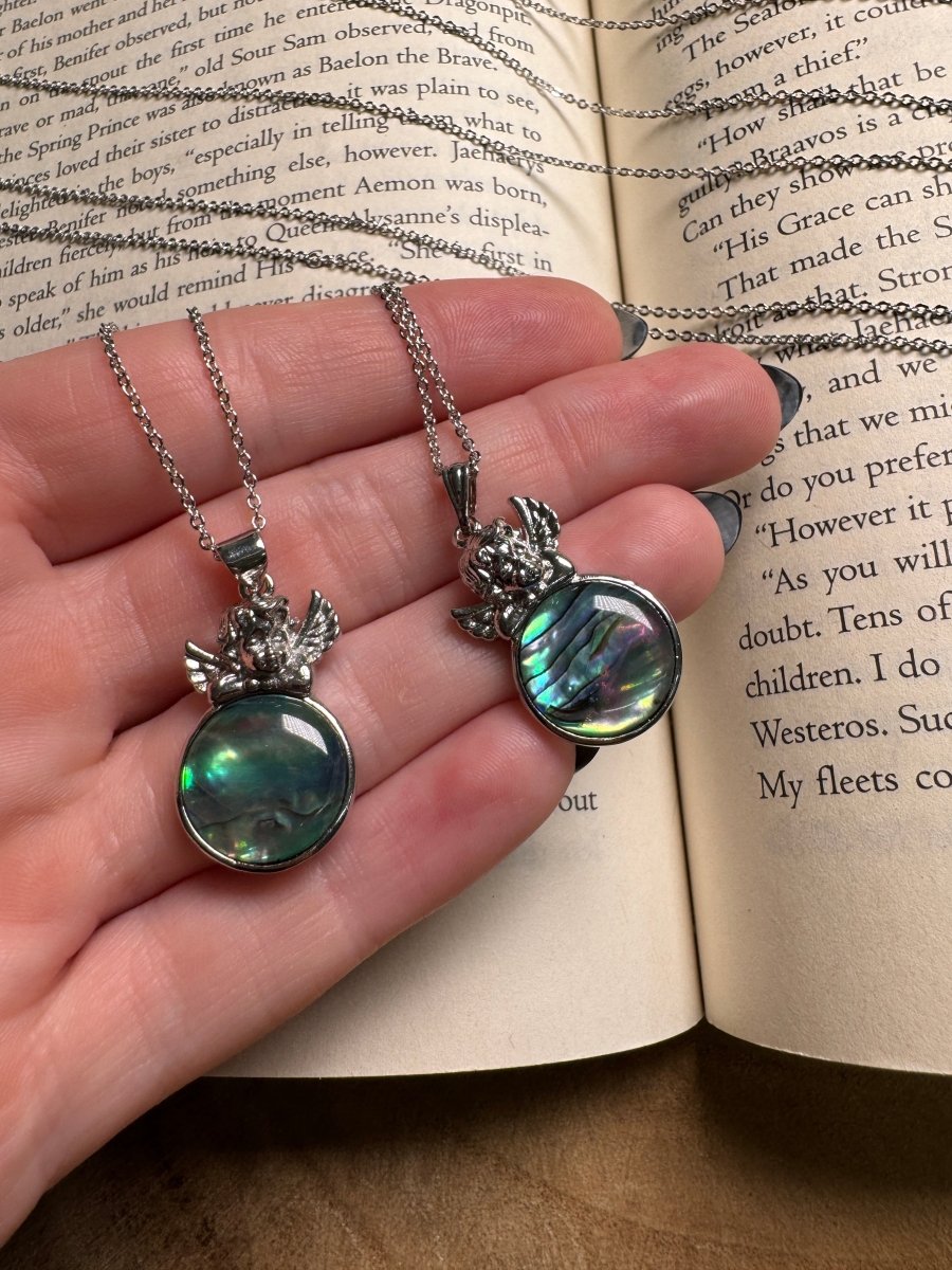 Abalone Shell Cherub Necklace Adjustable | Copper Ashes