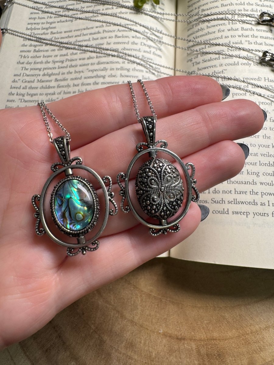 Abalone Shell Fidget Spinner Necklace Adjustable | Copper Ashes
