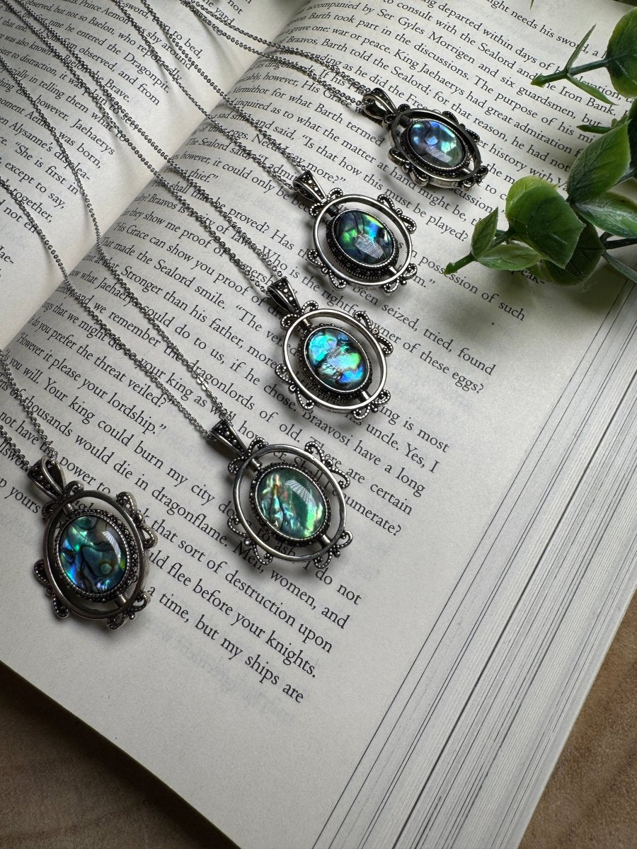 Abalone Shell Fidget Spinner Necklace Adjustable | Copper Ashes