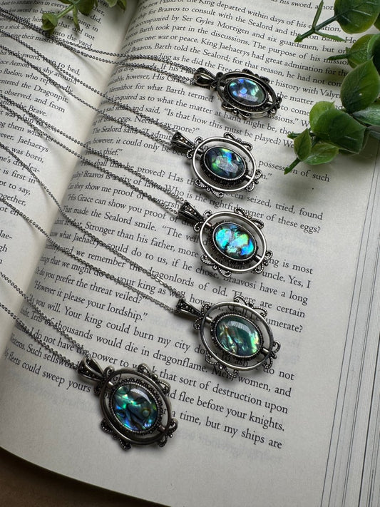 Abalone Shell Fidget Spinner Necklace Adjustable | Copper Ashes
