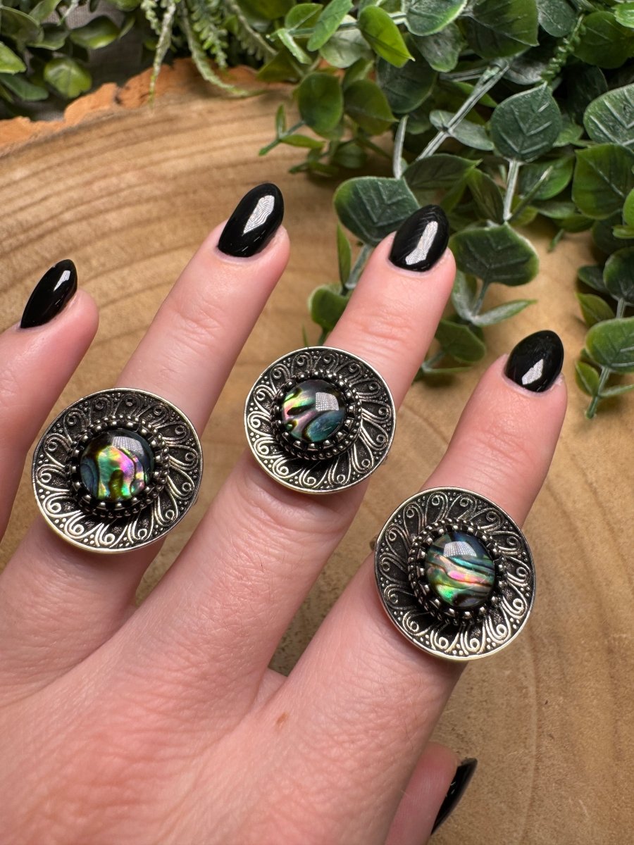 Abalone Shell Fidget Spinner Ring Adjustable | Copper Ashes