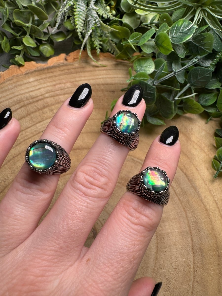Abalone Shell Fidget Spinner Ring Adjustable | Copper Ashes