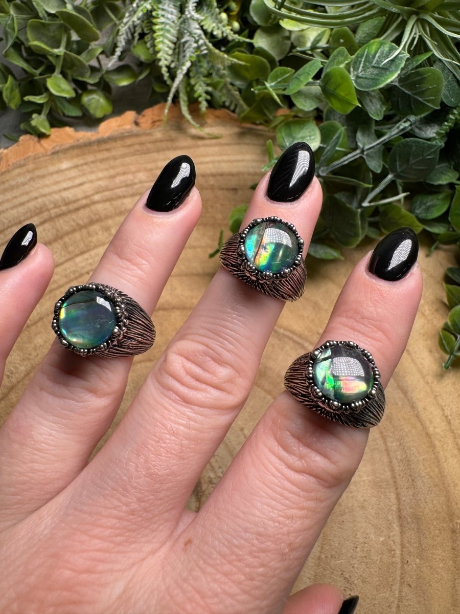 Abalone Shell Fidget Spinner Ring Adjustable | Copper Ashes