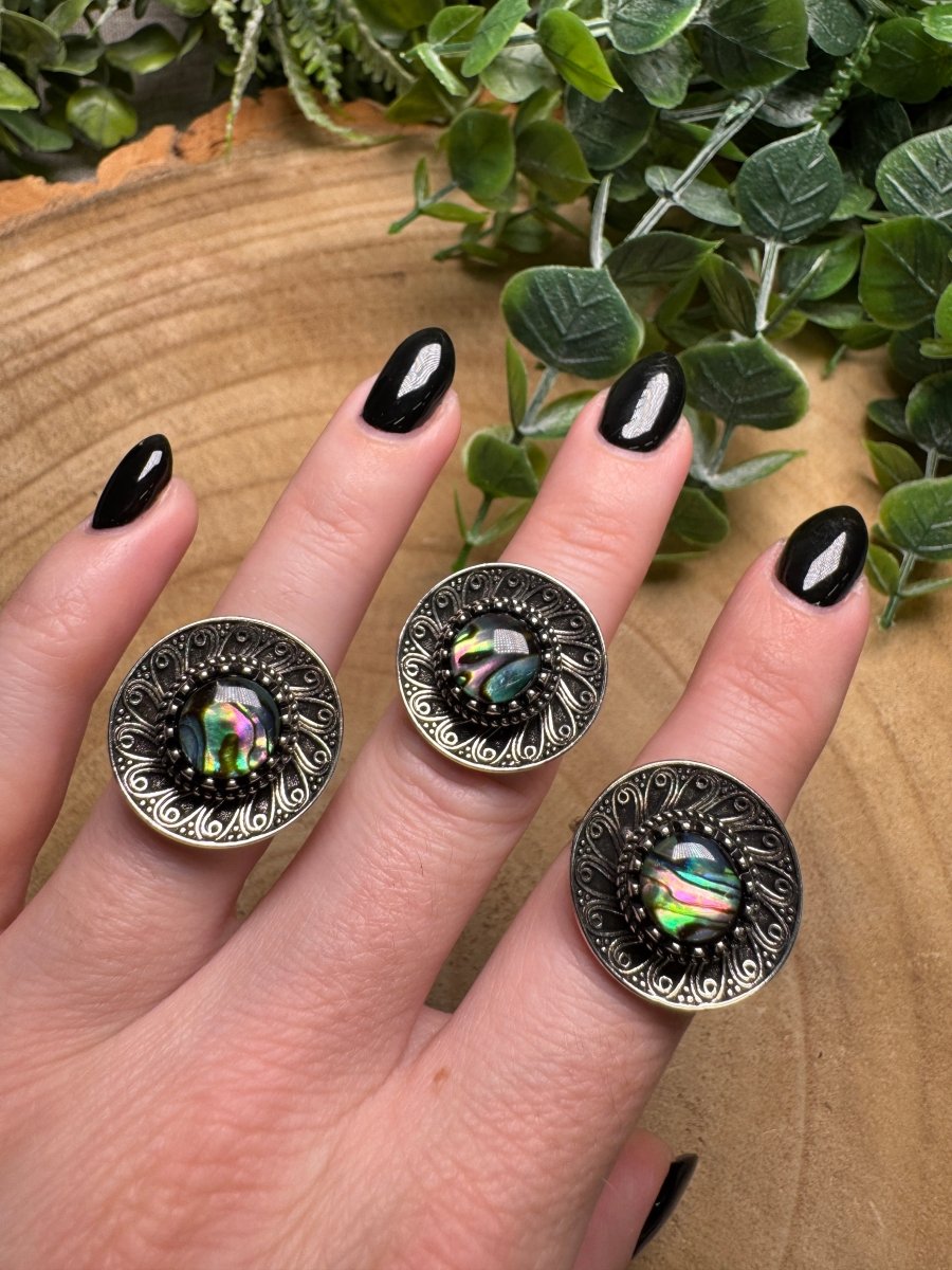 Abalone Shell Fidget Spinner Ring Adjustable | Copper Ashes