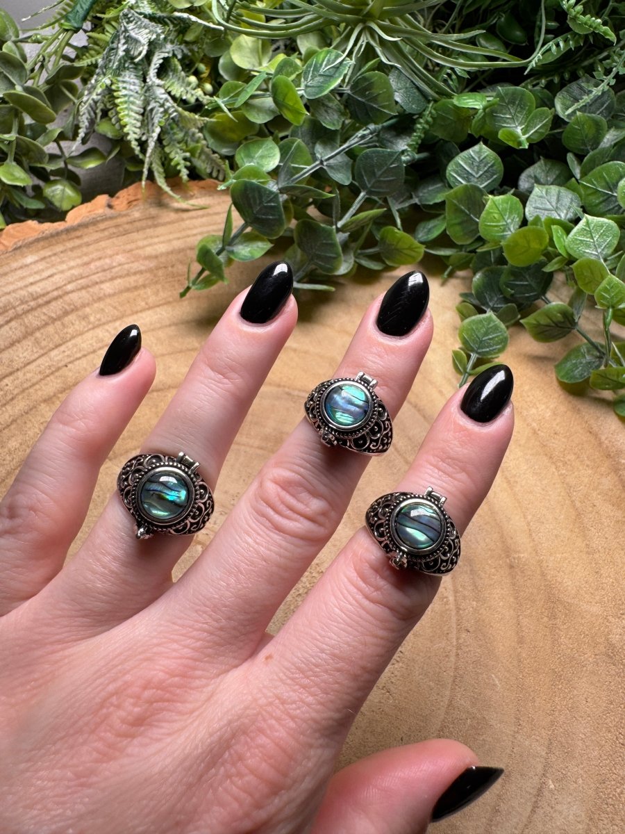 Abalone Shell Locket Ring Adjustable | Copper Ashes