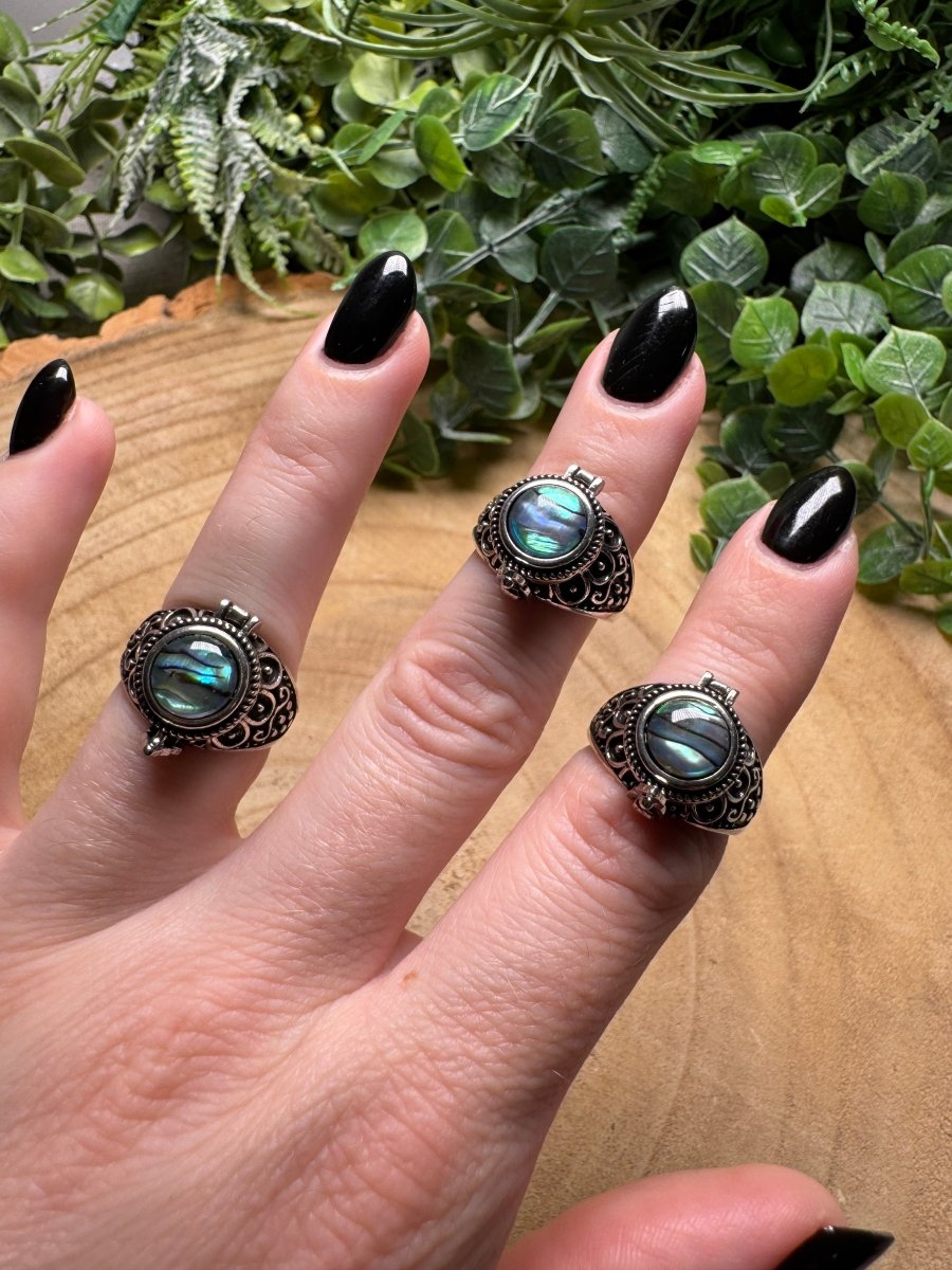 Abalone Shell Locket Ring Adjustable | Copper Ashes