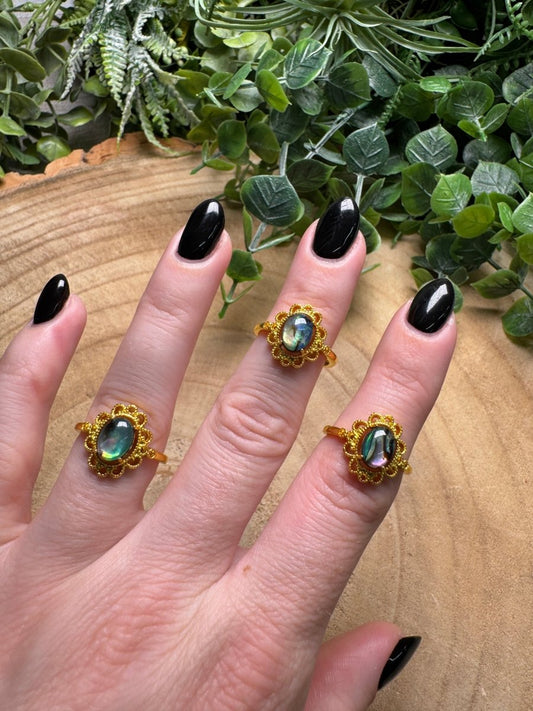 Abalone Shell Ring Adjustable | Copper Ashes