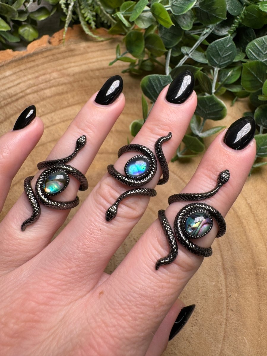 Abalone Shell Snake Ring Adjustable | Copper Ashes