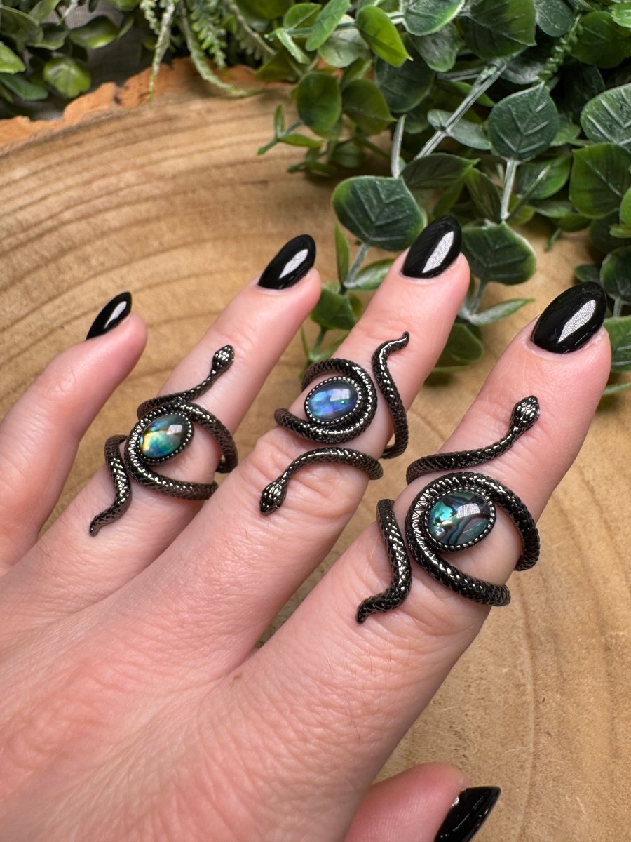 Abalone Shell Snake Ring Adjustable | Copper Ashes