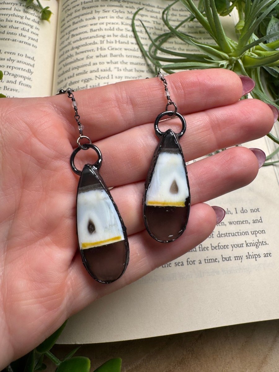 Agate and Quartz Dangle Earrings | Copper Ashes