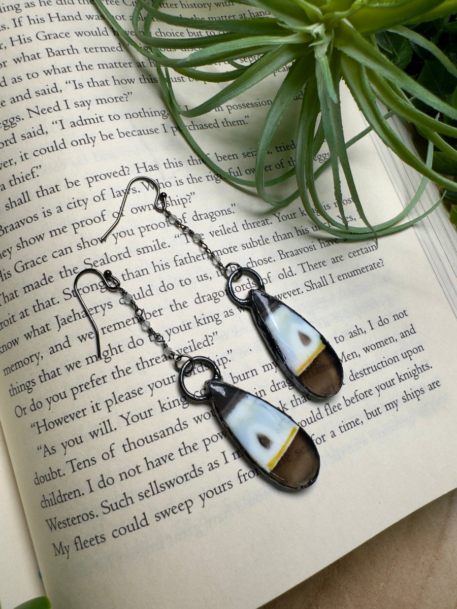 Agate and Quartz Dangle Earrings | Copper Ashes