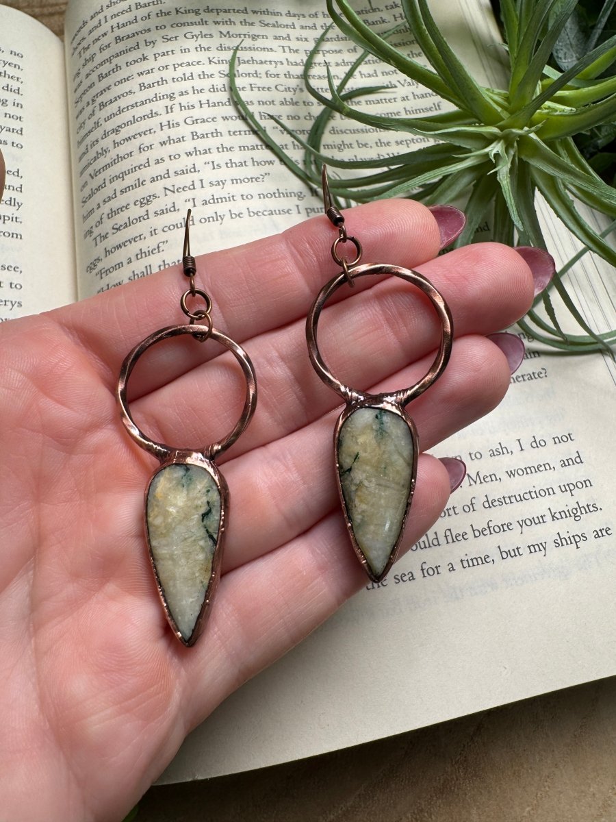 Amazonite Dangle Earrings | Copper Ashes