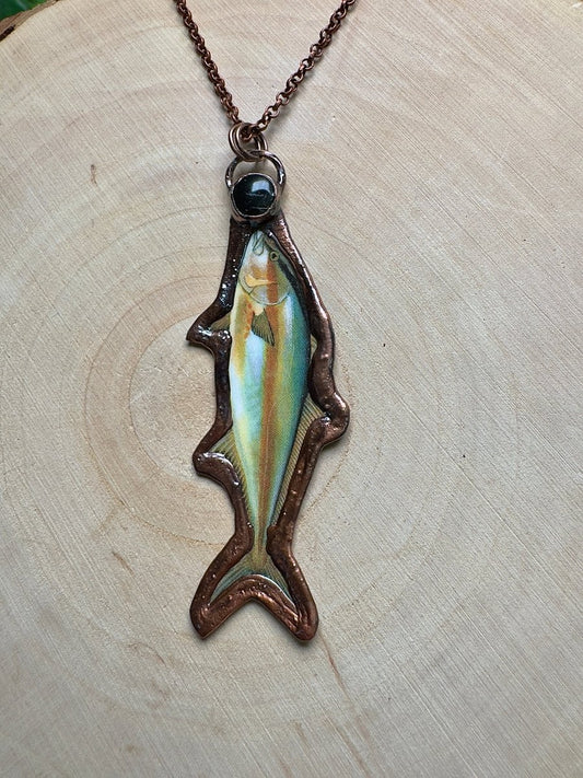 Amberjack and Obsidian Necklace | Copper Ashes