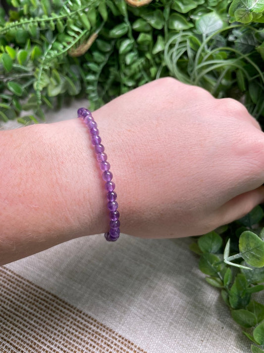 Amethyst 4mm Beaded Bracelet | Copper Ashes