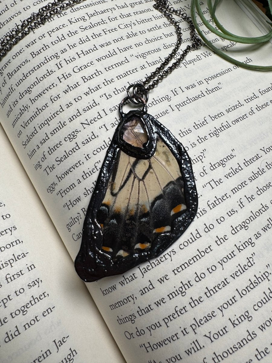 Amethyst and Butterfly Wing Necklace | Copper Ashes