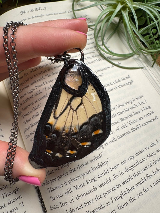 Amethyst and Butterfly Wing Necklace | Copper Ashes