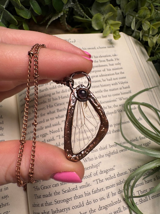 Amethyst and Cicada Wing Necklace | Copper Ashes