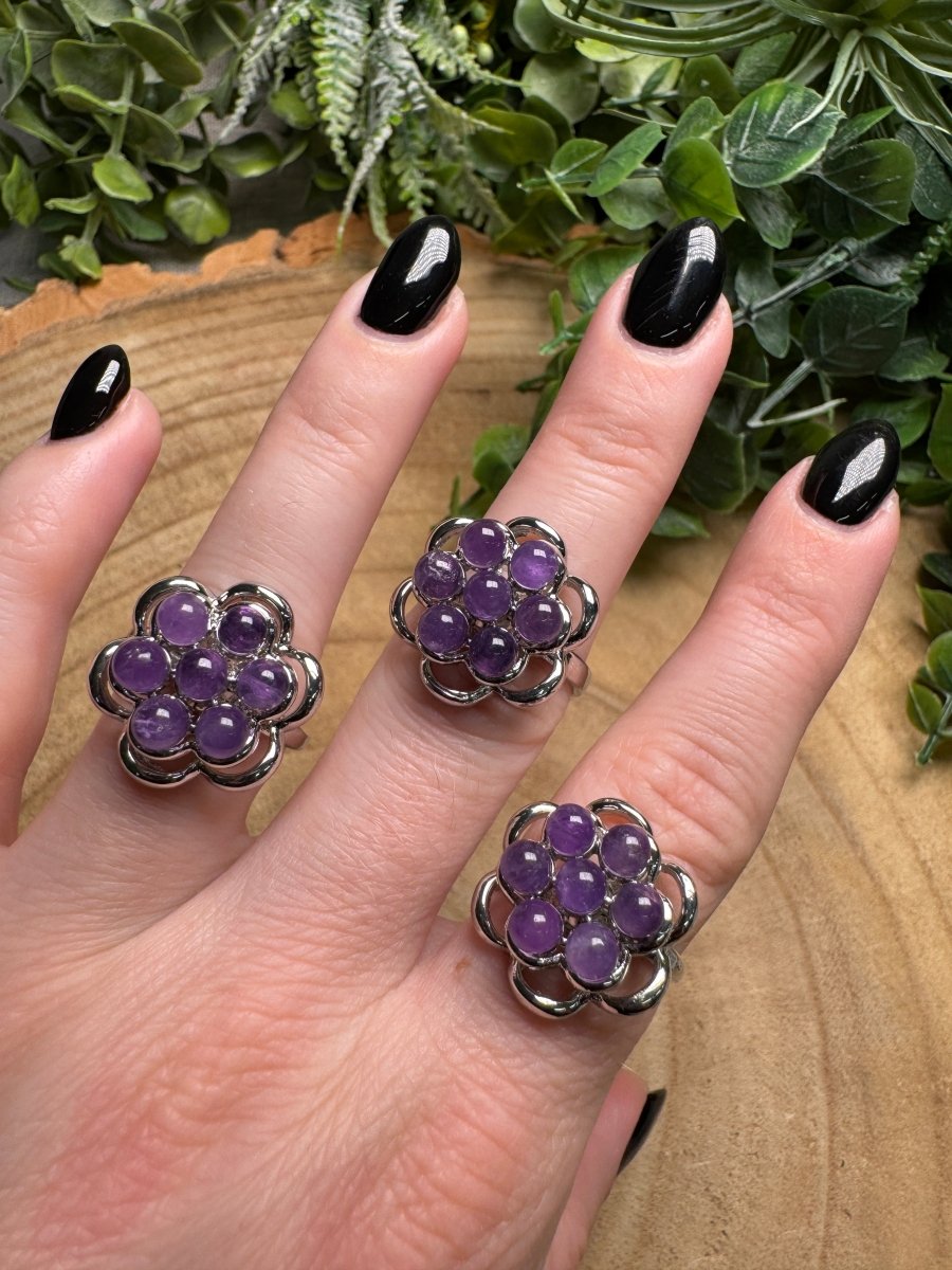 Amethyst Fidget Spinner Ring Adjustable | Copper Ashes