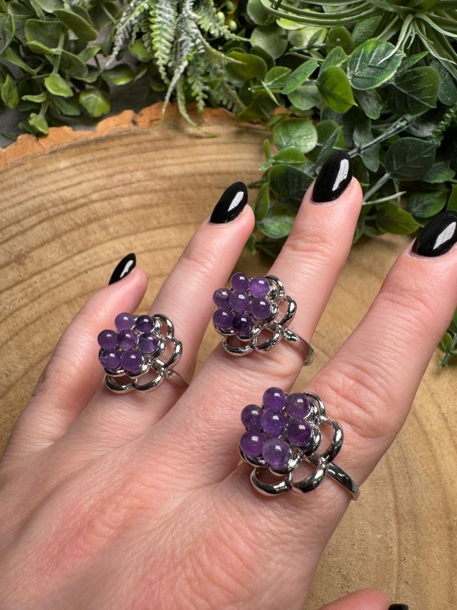 Amethyst Fidget Spinner Ring Adjustable | Copper Ashes