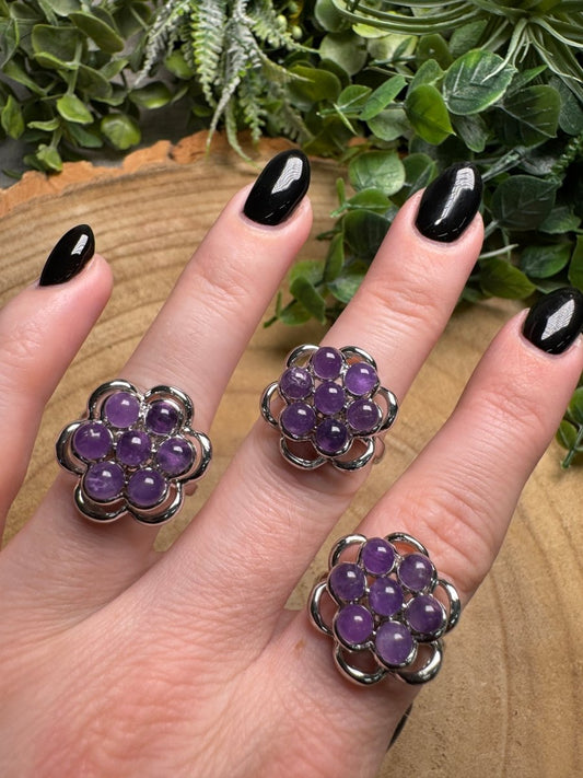 Amethyst Fidget Spinner Ring Adjustable | Copper Ashes