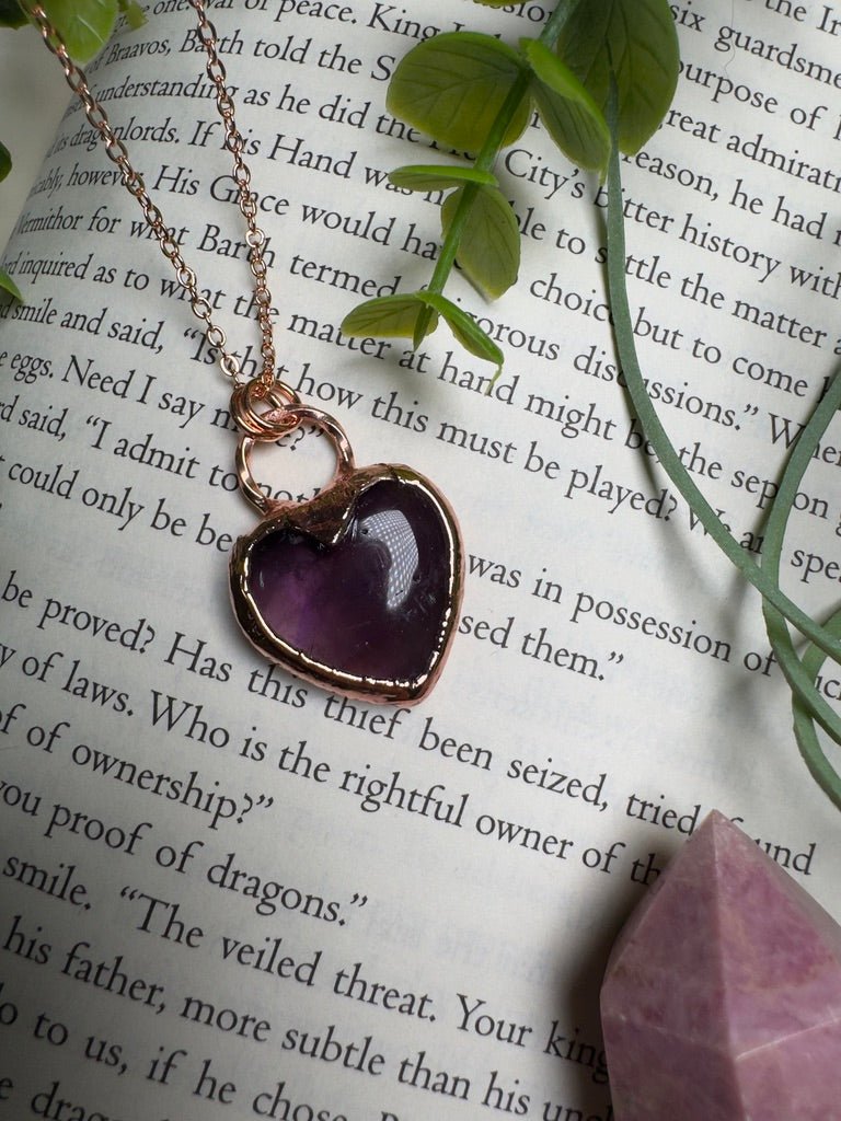 Amethyst Heart Necklace | Copper Ashes