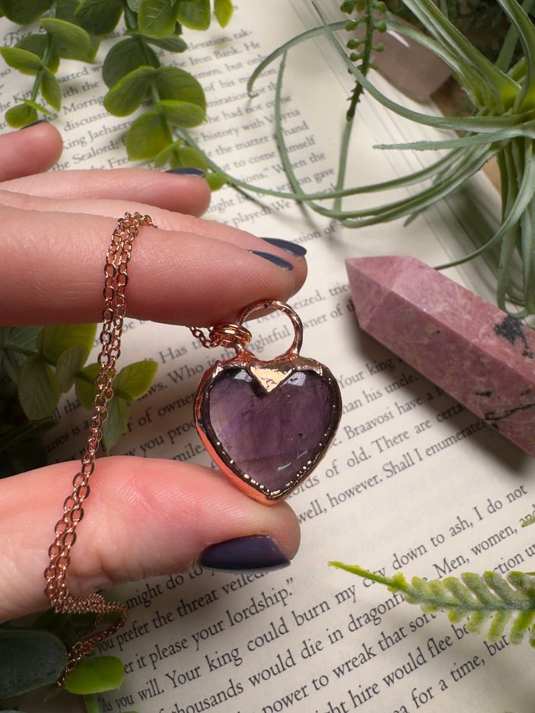 Amethyst Heart Necklace | Copper Ashes