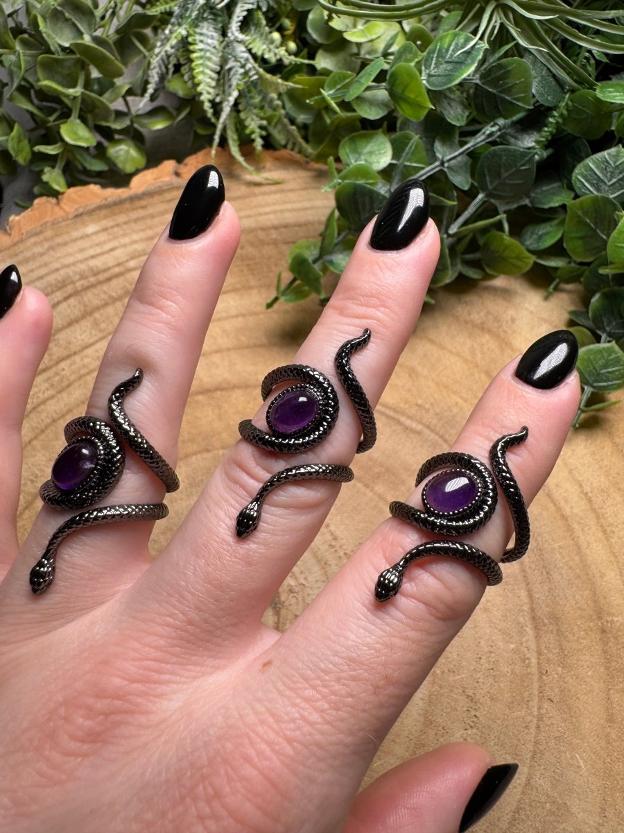Amethyst Snake Ring Adjustable | Copper Ashes