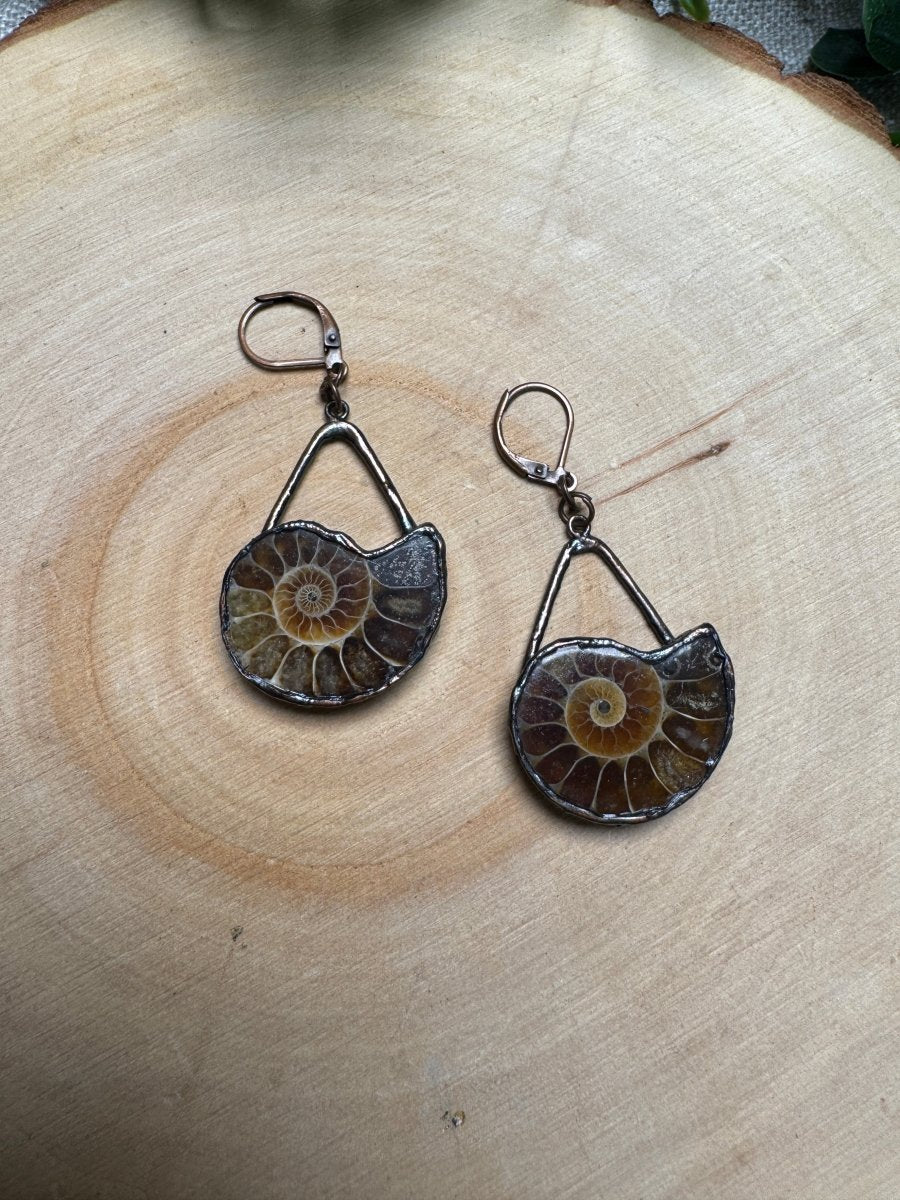 Ammonite Fossil Earrings | Copper Ashes