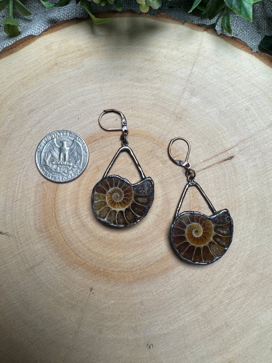 Ammonite Fossil Earrings | Copper Ashes