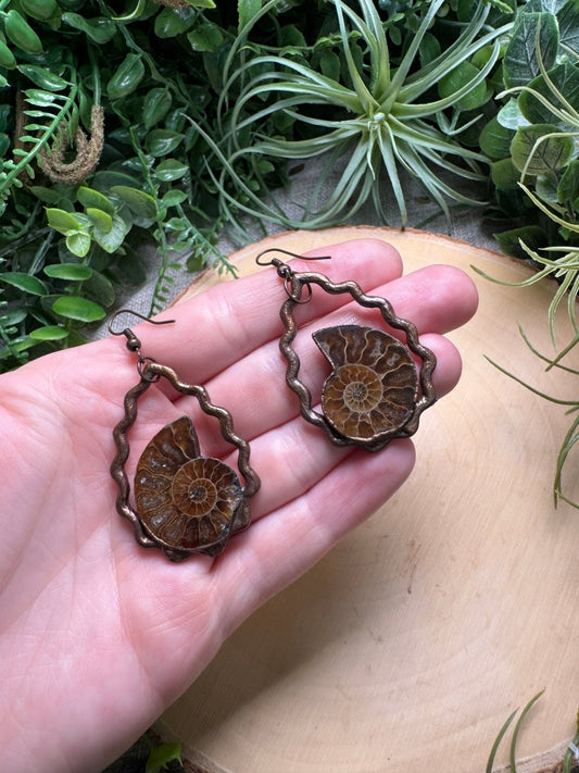 Ammonite Fossil Earrings | Copper Ashes