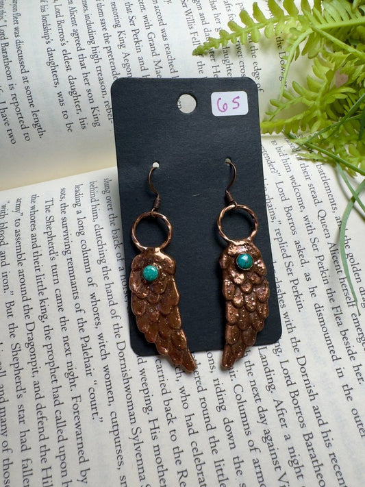 Angel Wing and Turquoise Earrings | Copper Ashes