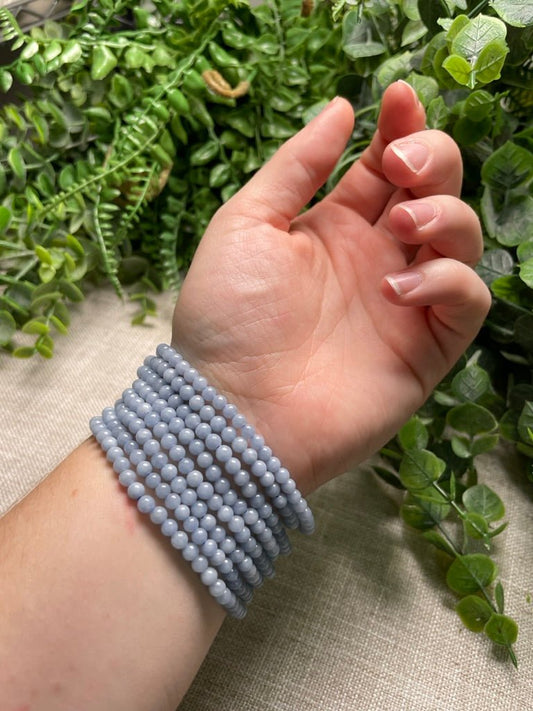 Angelite 4mm Beaded Bracelet | Copper Ashes