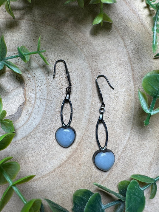 Angelite Heart Earrings | Copper Ashes