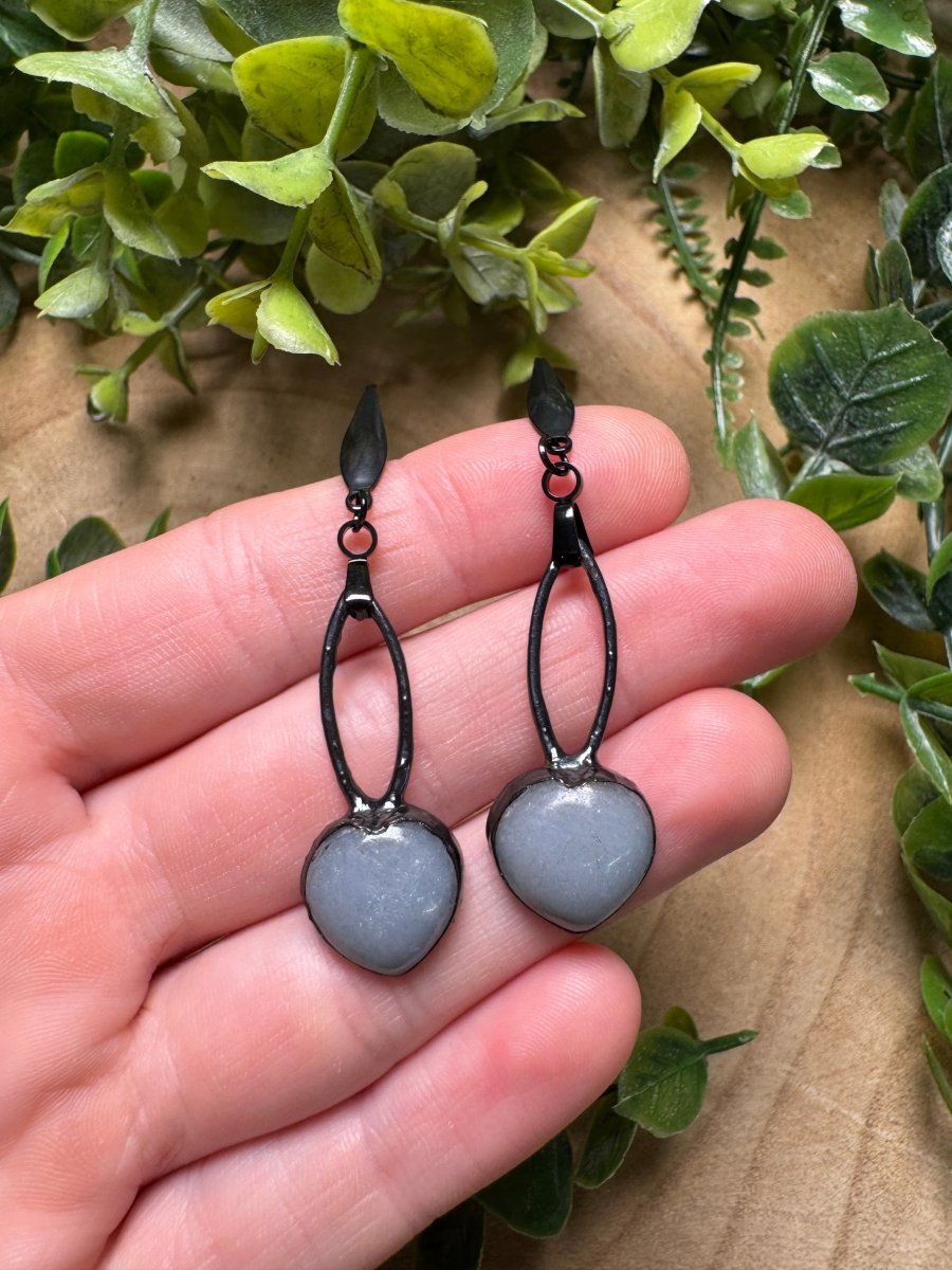 Angelite Heart Earrings | Copper Ashes