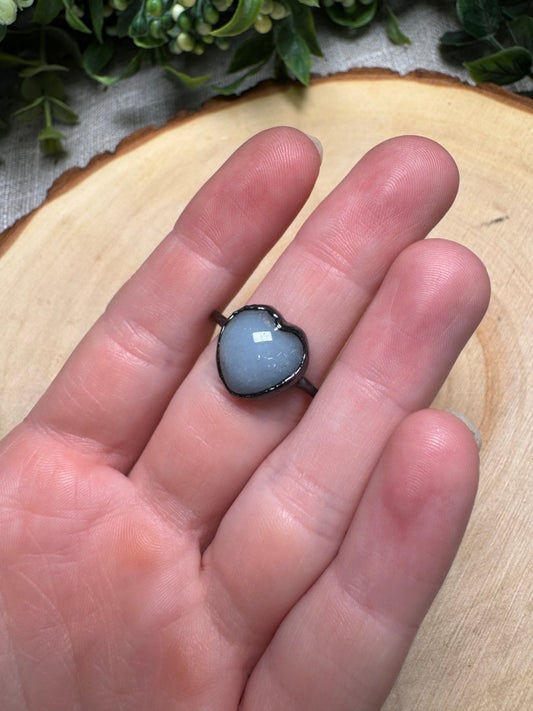 Angelite Heart Ring Size12 | Copper Ashes