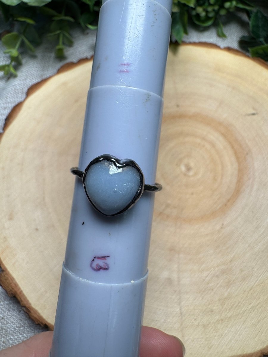 Angelite Heart Ring Size12 | Copper Ashes