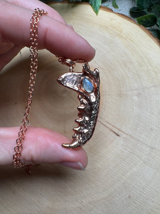 Angelle - Mink Jawbone and Moonstone Necklace | Copper Ashes