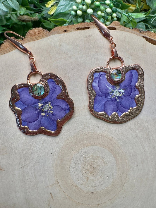 Aquielle - Abalone Shell and Flower Earrings | Copper Ashes