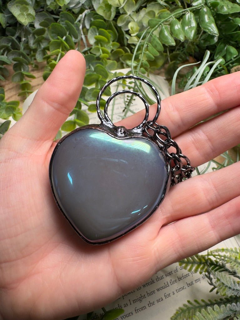 Aura Druzy Agate Statement Heart Necklace | Copper Ashes