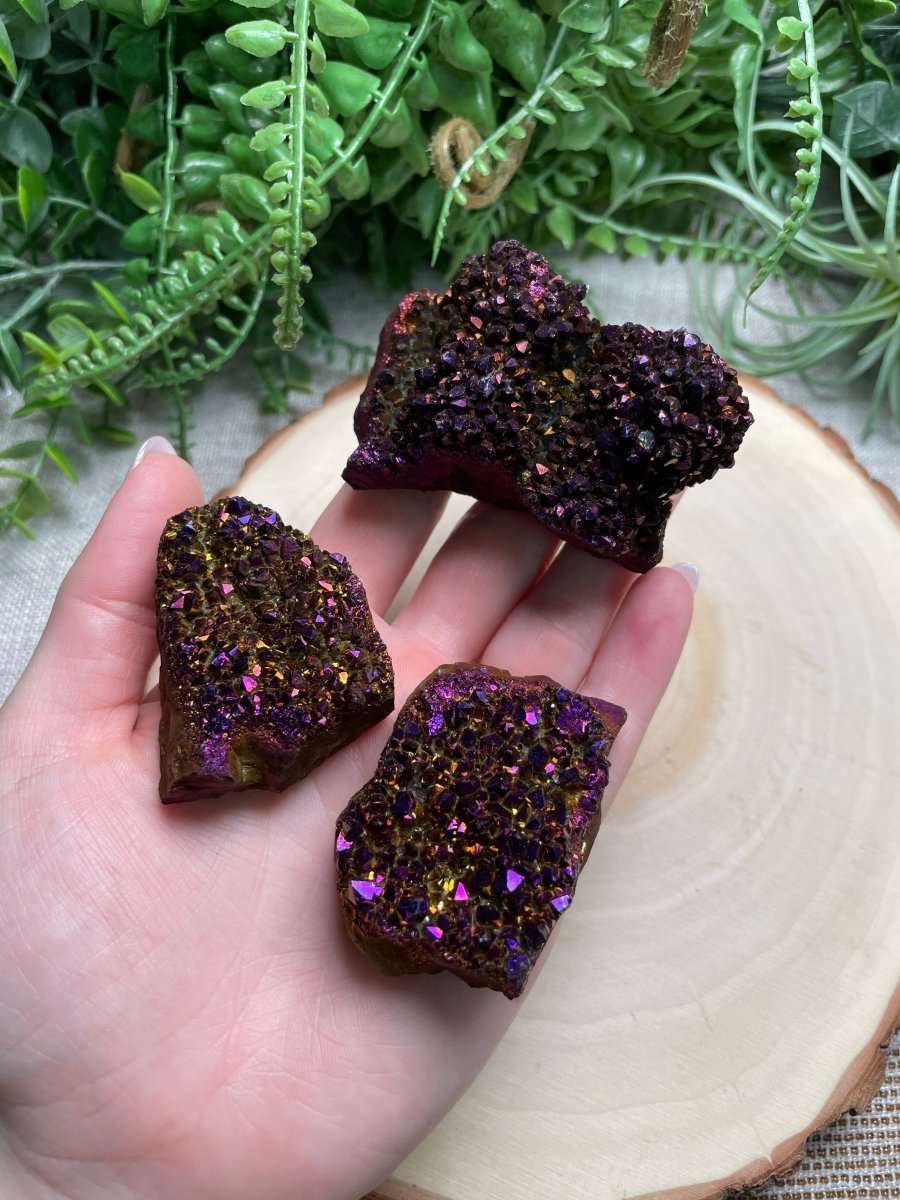 Aura Plated Amethyst Cluster | Copper Ashes
