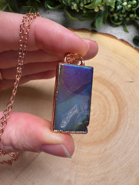 Aura Plated Druzy Agate Necklace | Copper Ashes
