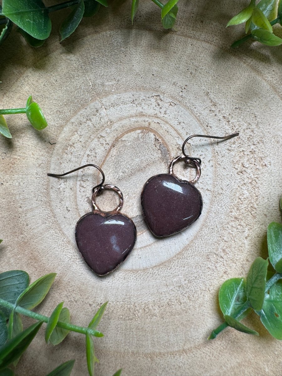 Aventurine Heart Earrings | Copper Ashes