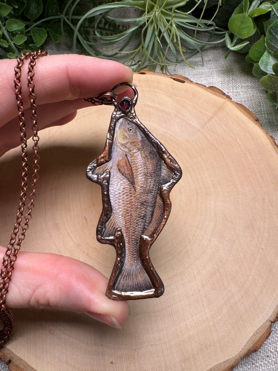 Black Drum and Garnet Necklace | Copper Ashes