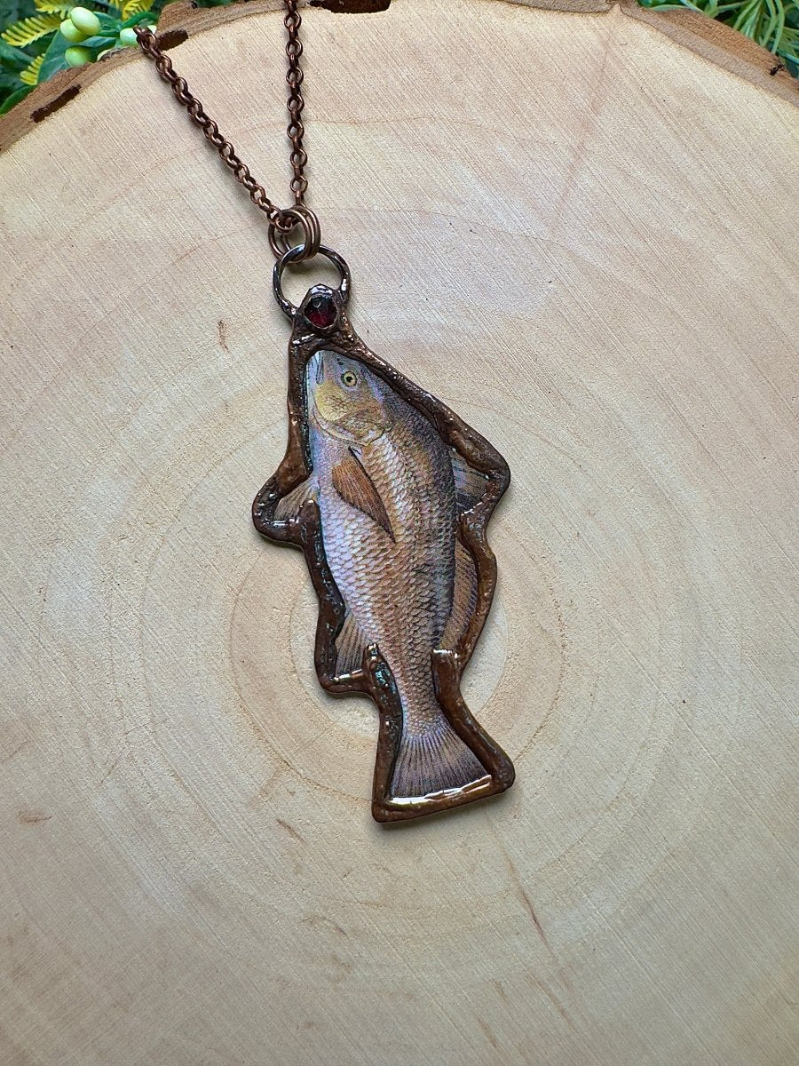 Black Drum and Garnet Necklace | Copper Ashes